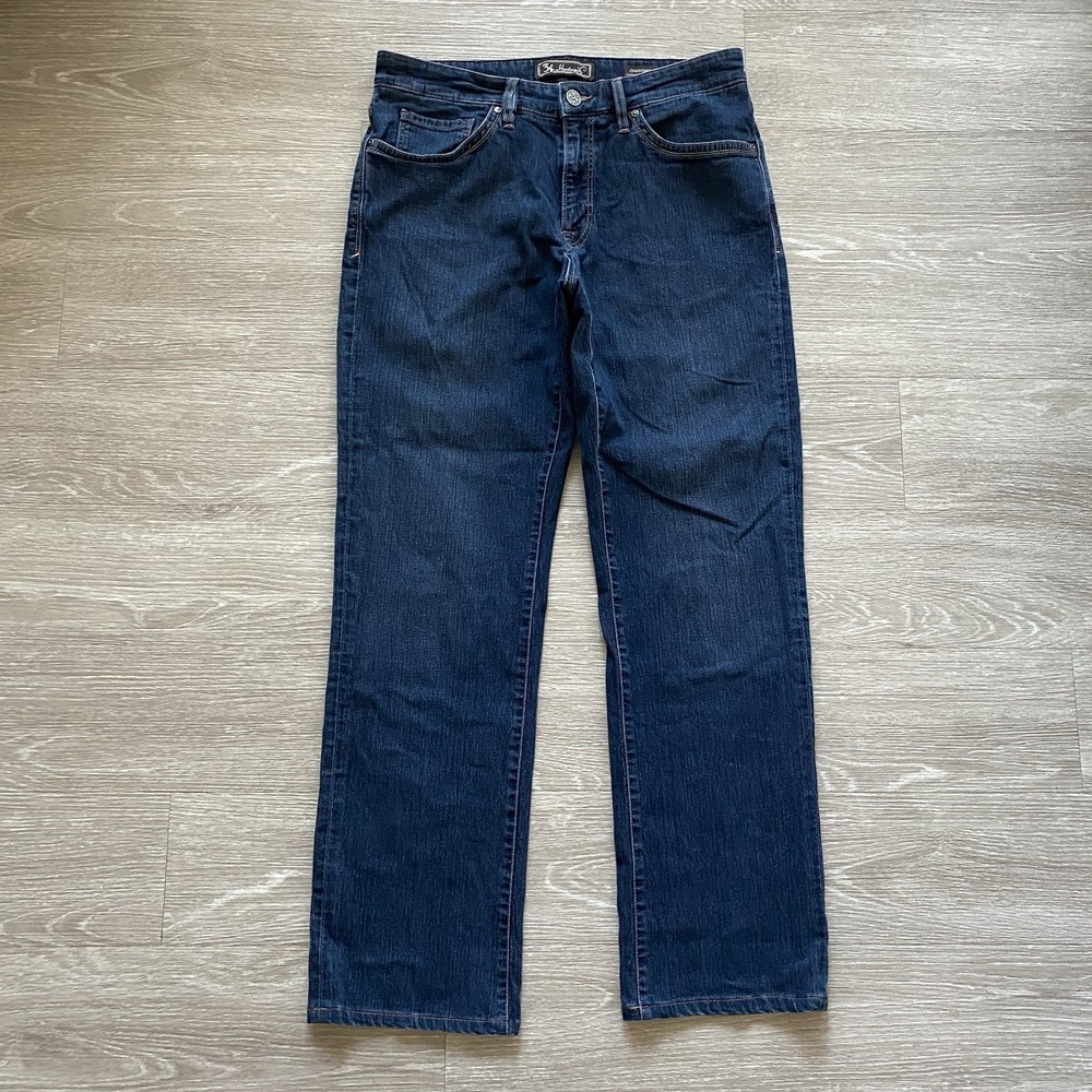 34 Heritage Charisma Jeans 33x31 Dark Blue Stretch Comfort-Rise Classic Straight